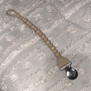 Beige Pacifier Clip